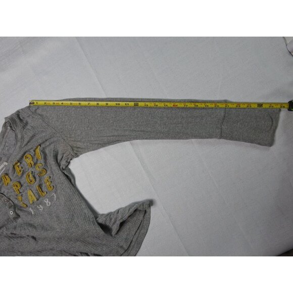 Aeropostale Women’s LS Henley Thermal Top Gray Size XL Stretch 1987 Graphic Y2K - Picture 5 of 6